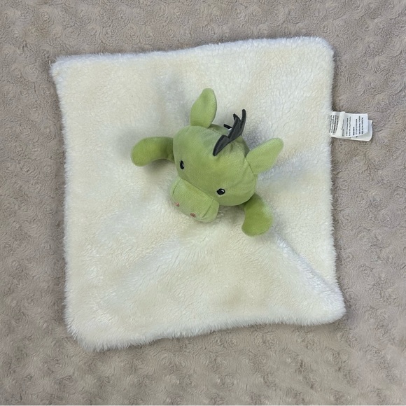 DTU Inc Dinosaur Lovey Baby Security Blanket Green Cream Off White Dragon 158870 - Picture 2 of 5